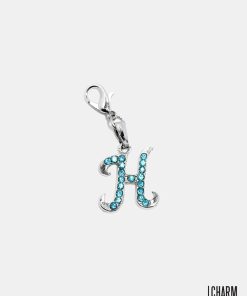 Silver Blue Initial H Dangle Charm