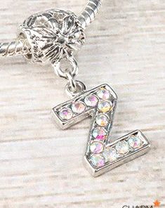 Letter Z Rhinestone Bead Charm