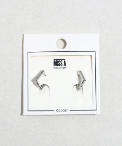 Alternative view of Square Rhinestone Huggie Earrings