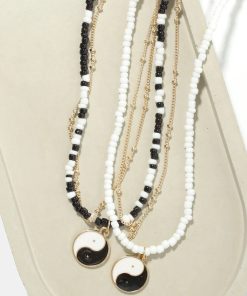 2 Layered Yin Yang Beaded Necklace