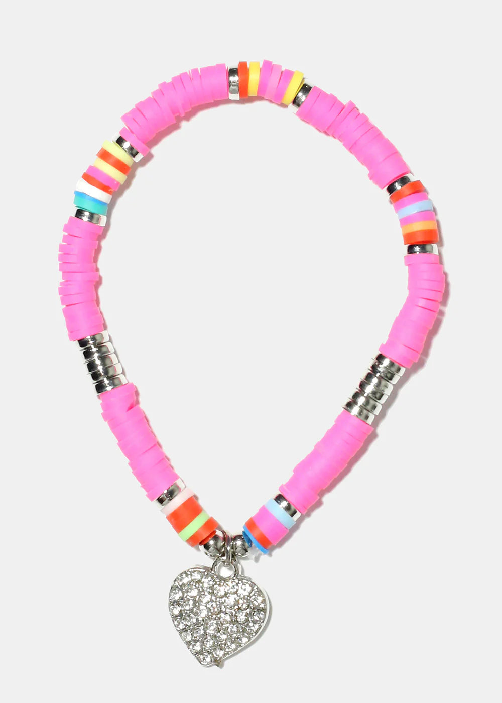 Rhinestone Heart Charm Beaded Bracelet - Image 11