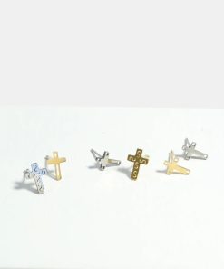 Alternative view of 3-Pair Cross Stud Earrings
