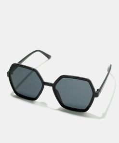 Alternative view of A+ Black Geometric Thin Frame Shades