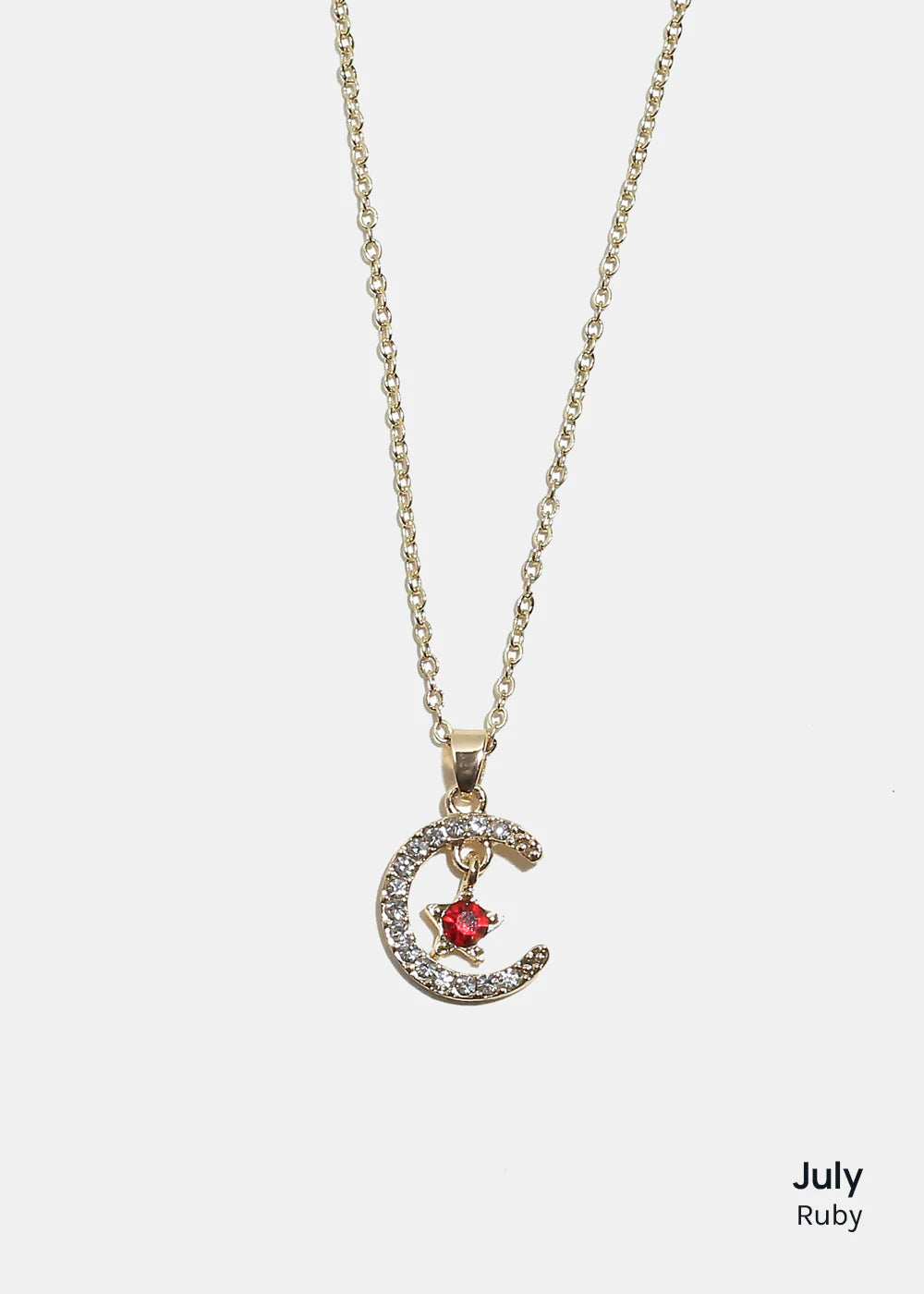 Miss A Birthstone Necklace - Moon + Star - Image 4