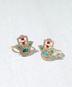 Rhinestone Hamsa Hand Ring