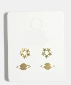Alternative view of 2-Pair Star & Planet Stud Earrings