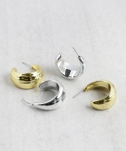 Alternative view of Thick Half Hoop Earrings