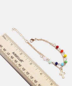Alternative view of Multi Bead Bracelet with Cross