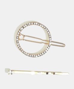 2-Piece Circle & Rhinestone Hairpins