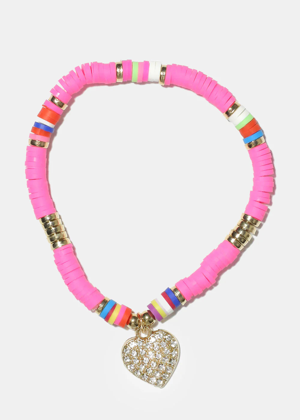 Rhinestone Heart Charm Beaded Bracelet - Image 5