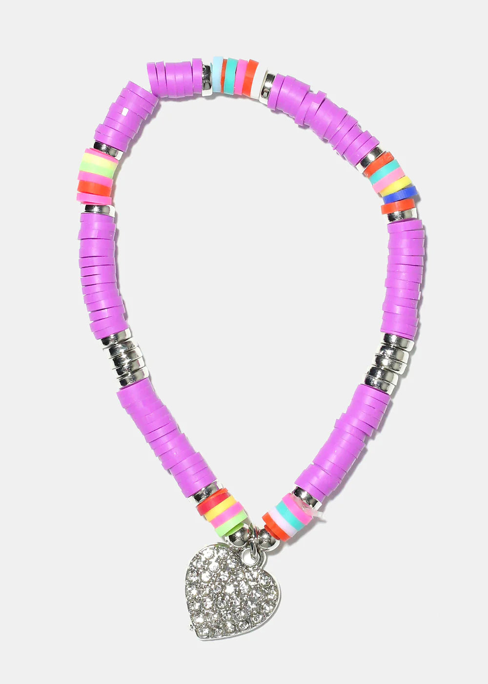 Rhinestone Heart Charm Beaded Bracelet - Image 9