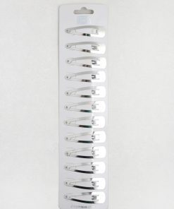 12 PCS Silver Snap Hair Clips