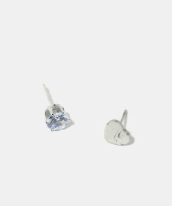 2-Pair Gemstone & Heart Stud Earrings