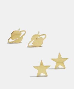 Planet and Stars Stud Earrings Set