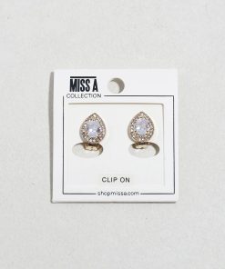 Teardrop Rhinestone Clip-On Earrings