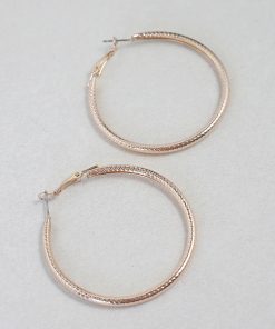Alternative view of Textured Gold Hoop Earrings
