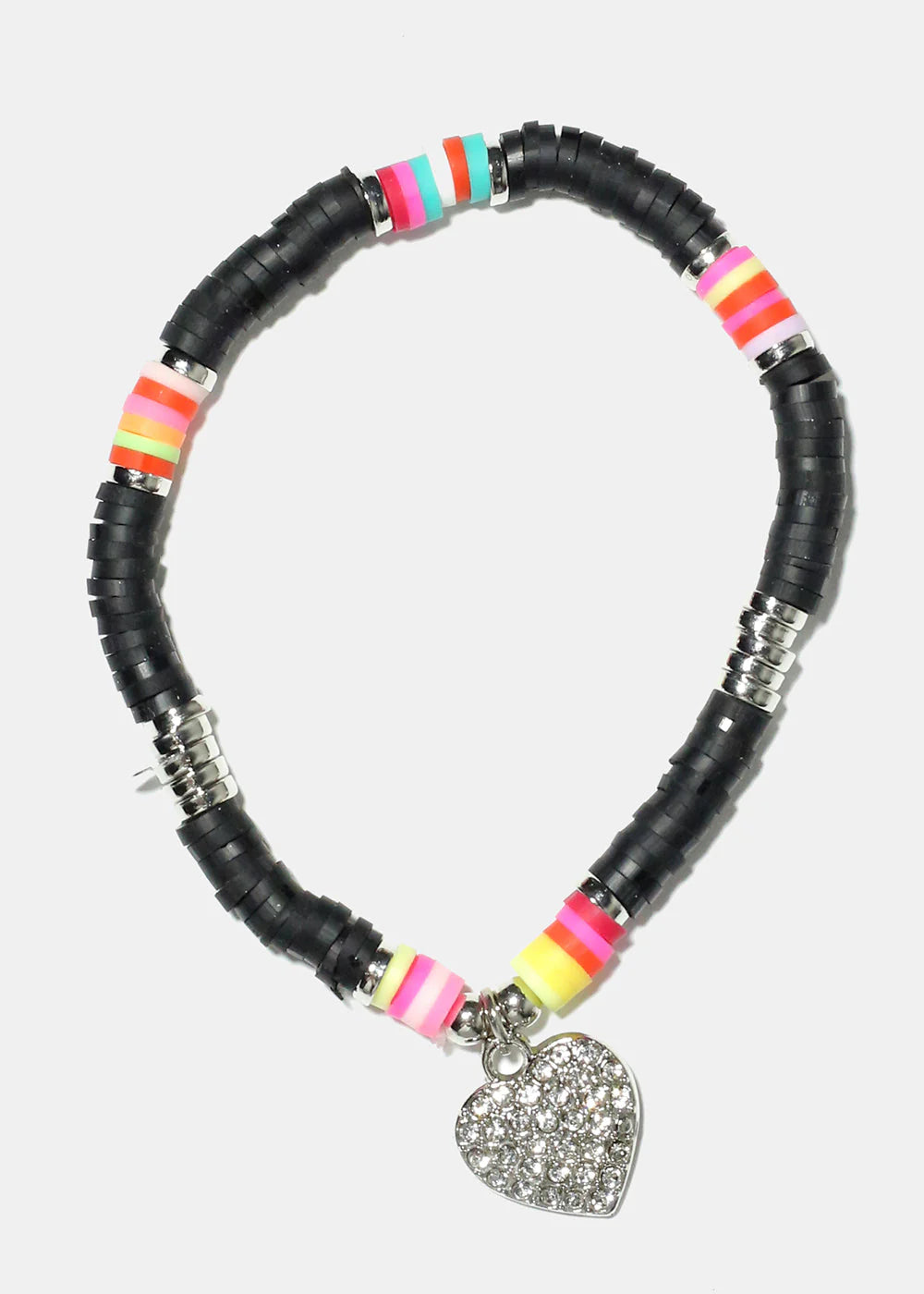 Rhinestone Heart Charm Beaded Bracelet - Image 10