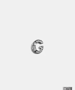 Silver G Initial With Rhinestones Locket Charm