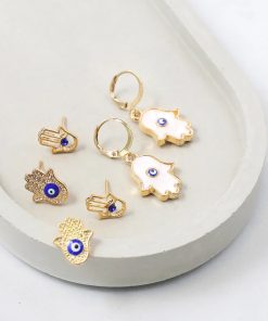3 Pair Hamsa Hand + Evil Eye Earrings
