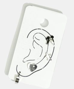 4-Piece Couple & Heart Stud Earrings