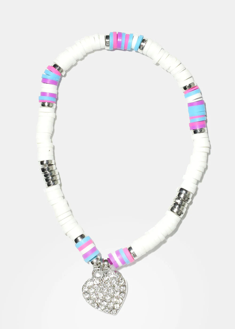 Rhinestone Heart Charm Beaded Bracelet - Image 8