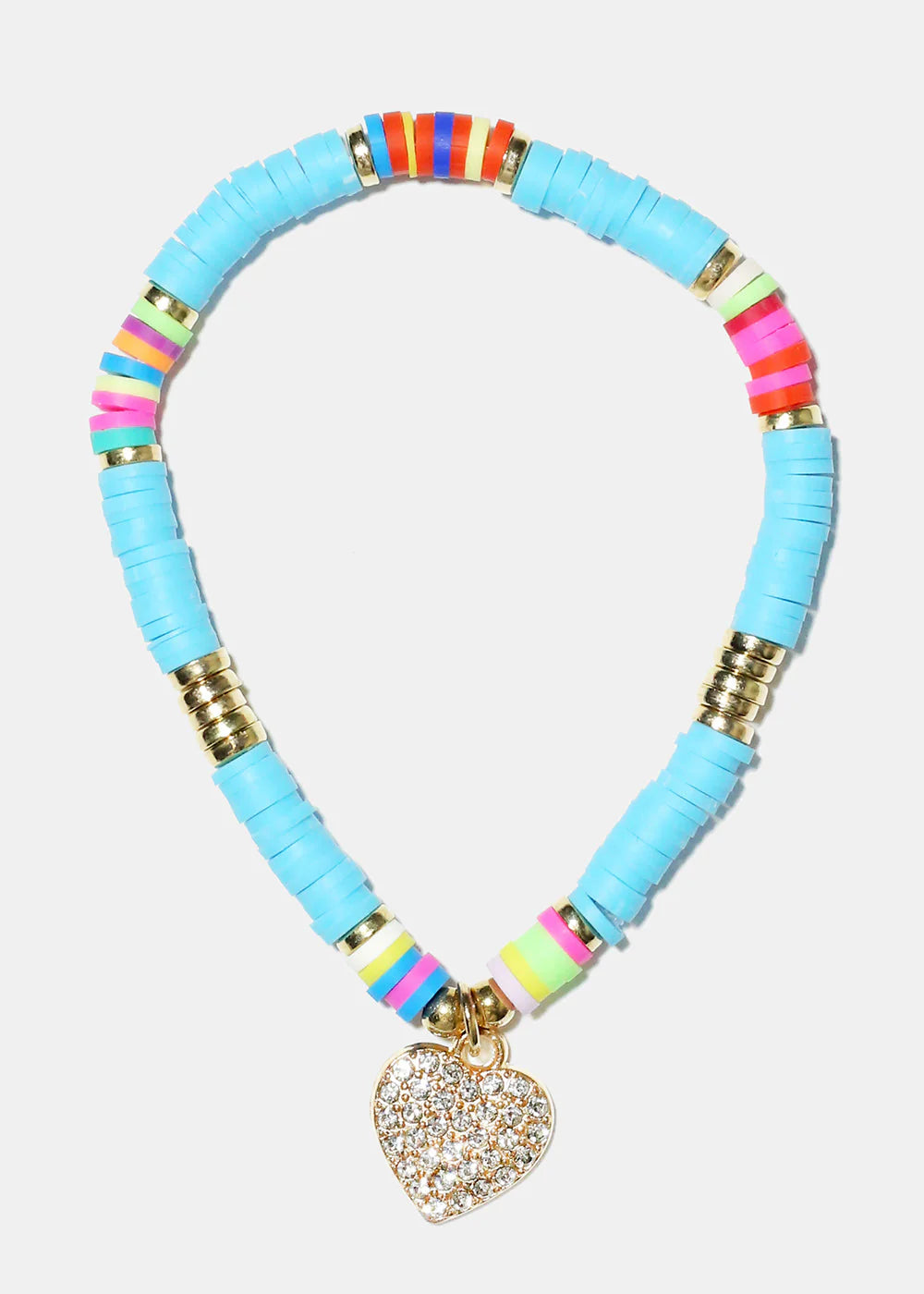 Rhinestone Heart Charm Beaded Bracelet - Image 12
