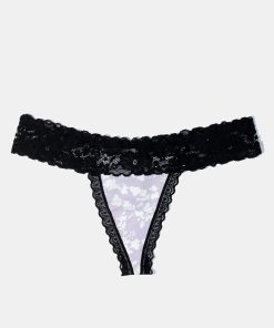 Floral Black Lace Thong