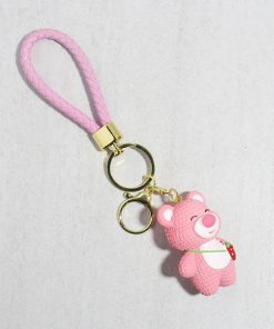 Strawberry Sweetheart Bear Keychain Charm