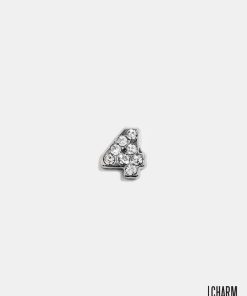 Silver Number 4 Locket Charm