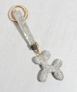Alternative view of Glam Pup Rhinestone Keychain