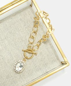 Gold Chain Bracelet with Oval Gemstone