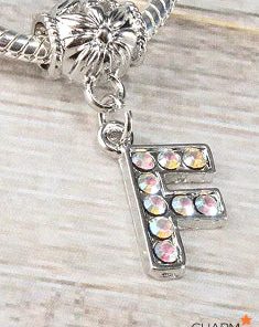 Letter F Rhinestone Bead Charm