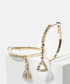 Rhinestone Triangle & Hoop Earrings