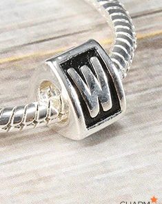 Letter W Block Bead Charm