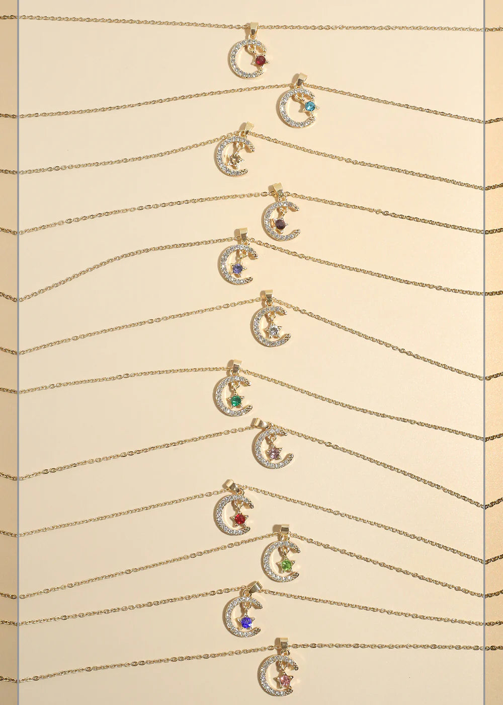 Miss A Birthstone Necklace - Moon + Star - Image 15