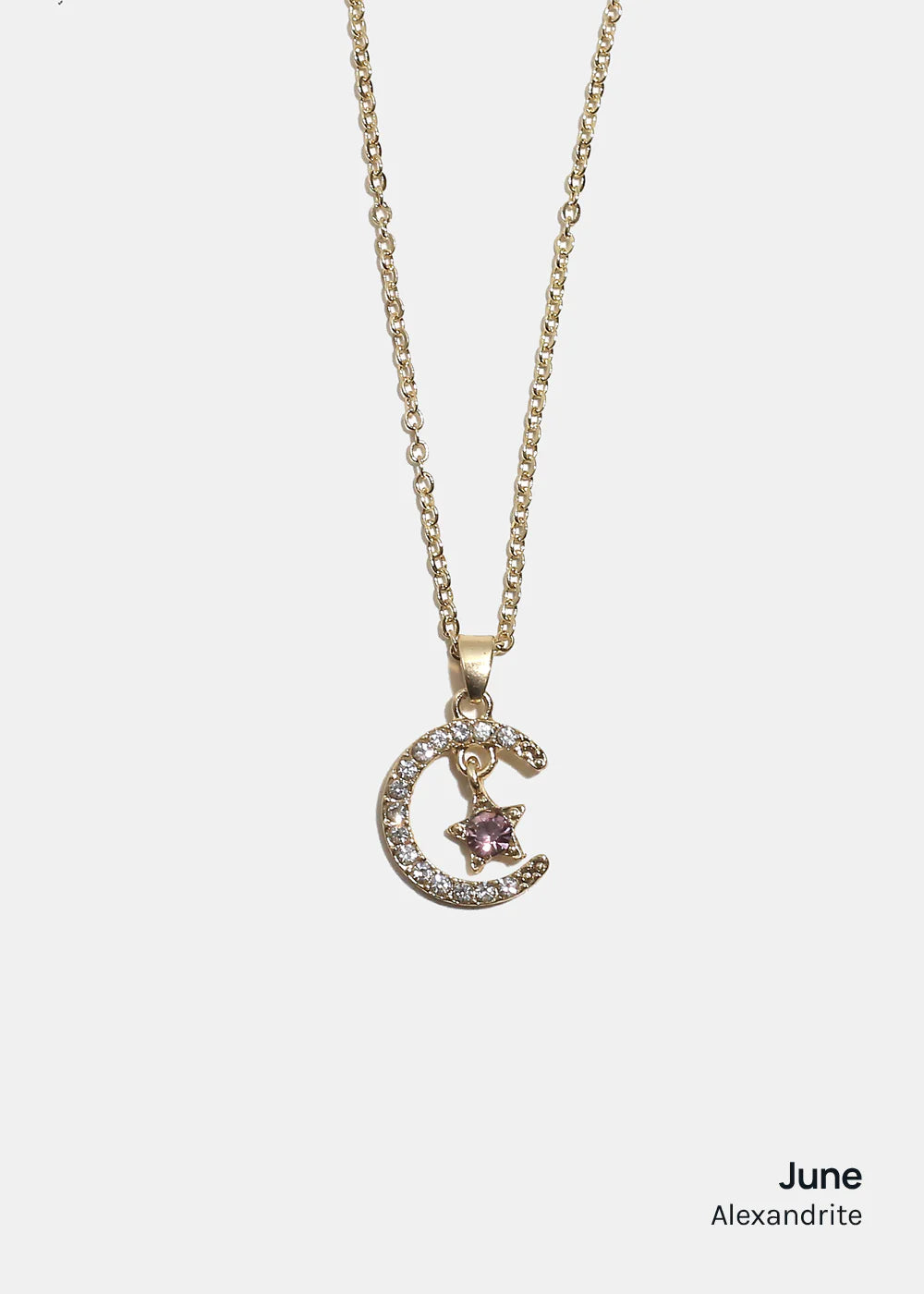 Miss A Birthstone Necklace - Moon + Star - Image 3