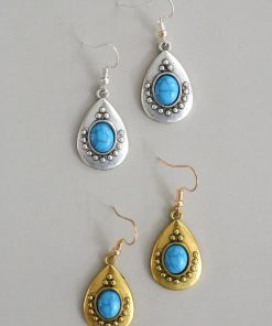 Turquoise Teardrop Stone Earrings