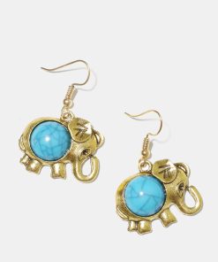 Alternative view of Turquoise Elephant Earrings
