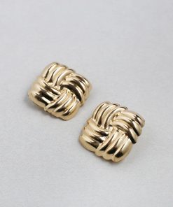 Alternative view of Vintage-Inspired Woven Square Button Earrings