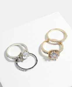 Stone Ring Thin Band Ring