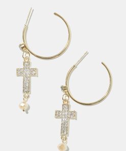 Alternative view of Rhinestone Cross Dangle Earrings