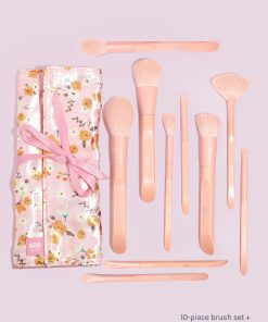 AOA Matte Rose Brush Set + Satin Travel Roll