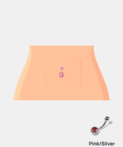 Alternative view of Miss A Body Jewelry - Dangle Belly Button Ring - Pink/Silver