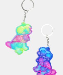 Tie Dye Dinosaur Push Pop Keychain