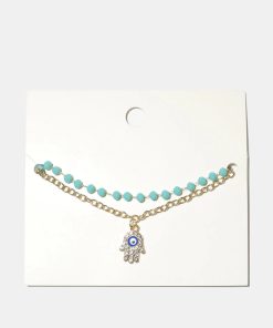 Alternative view of Rhinestone Hamsa Hand Bracelet