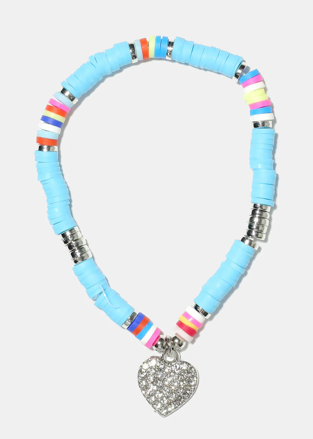 Rhinestone Heart Charm Beaded Bracelet - Image 7