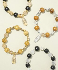 Rosary Wood Bead Bracelet