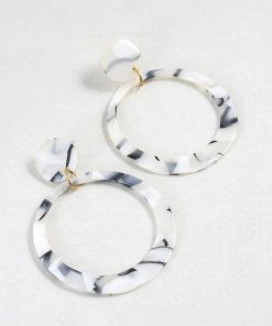Alternative view of Trendy Marbled Resin Hoop Earrings