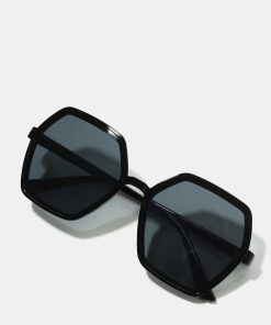 A+ Black Geometric Thin Frame Shades