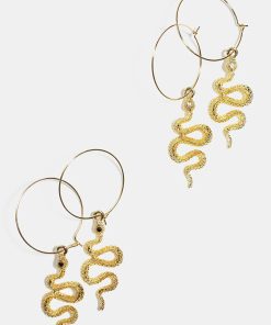 Snake Dangle Hoop Earrings